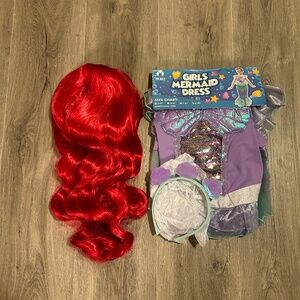 Girls Princess Dress-up Halloween Costume with Red Wig